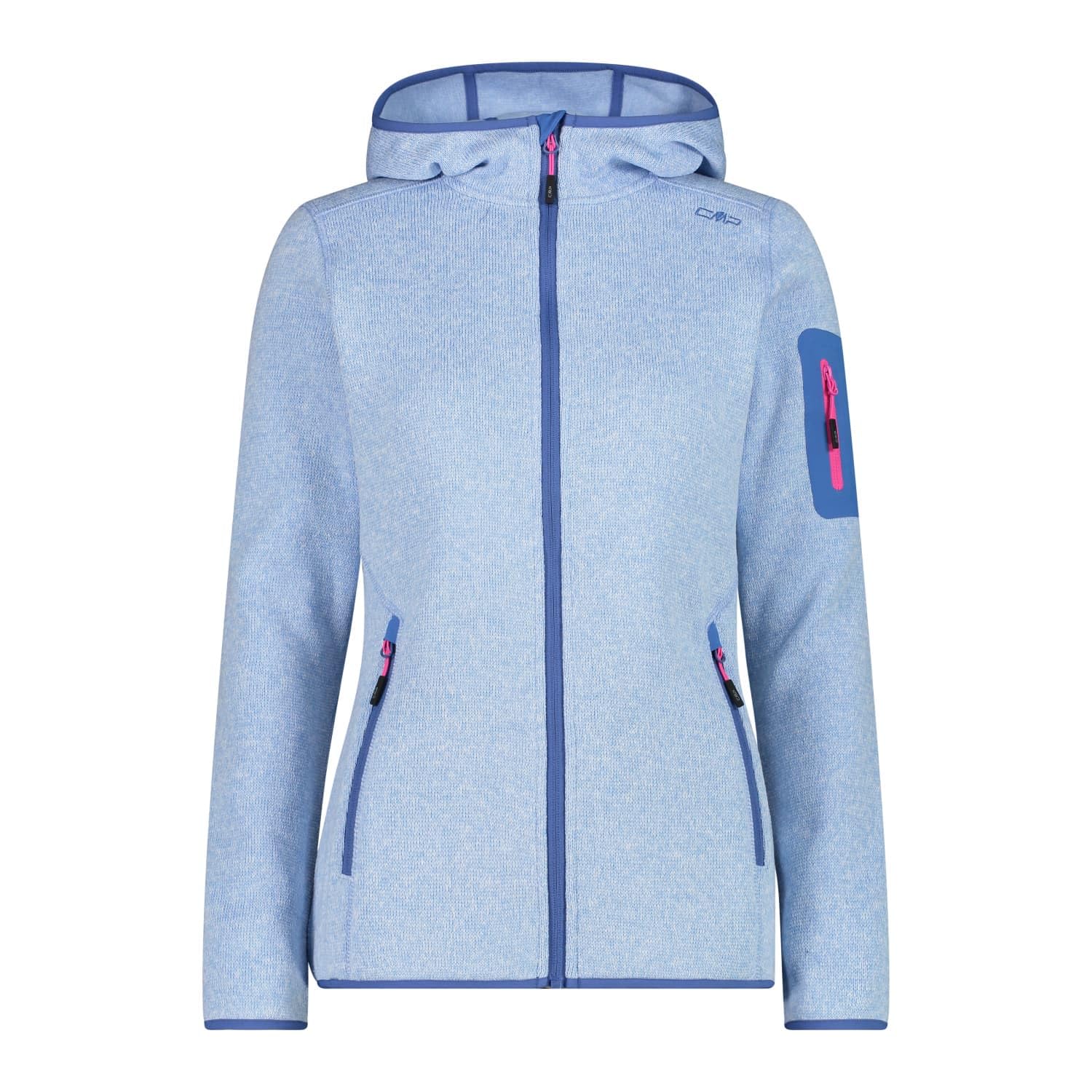 CMP - Knit-Tech Women's Jacket with Fixed Hood, Sky-White, 8