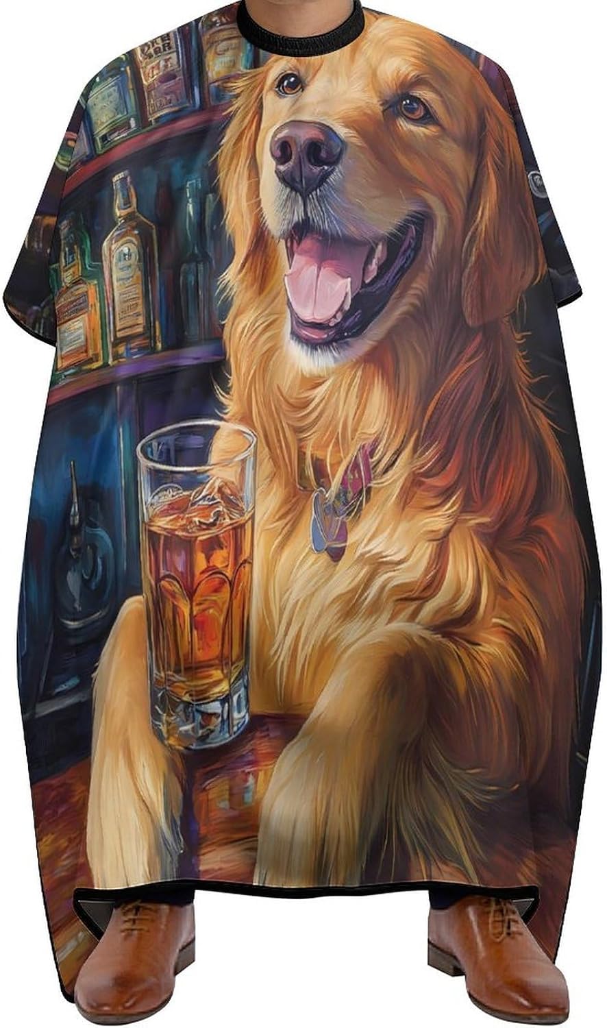 Retriever Dog Humor Bar Barber Cape Professional Hair Cutting Apron Hairdresser Cape for Men Women