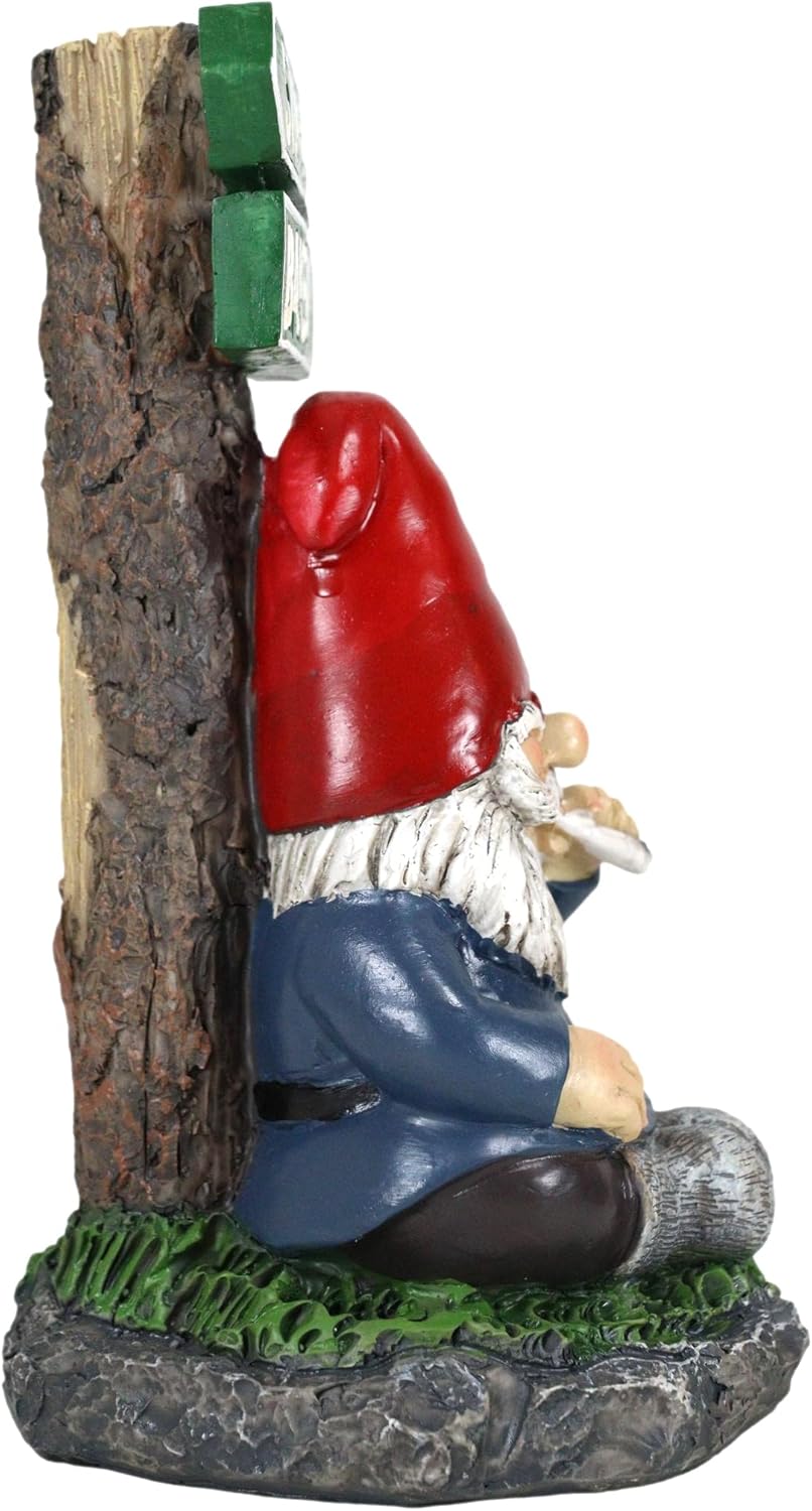 Ebros Gift Whimsical Carefree Gypsy Life Mr Gnome Dwarf Stoner Smoking Rolled Stash Sitting by Crossroads Stoner Ave and Baked St Figurine Fantasy Gnomes Fairy Garden Home Decor