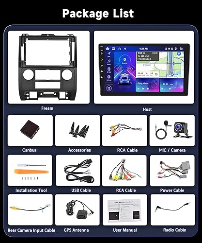 Miniatura 7 de Podofo Octa Core 4G+64G para Ford EscapeFord KugaMazda Tribute 2007-2012 Estéreo de coche Android con CarPlay Android Auto, 9 pulgadas pantalla