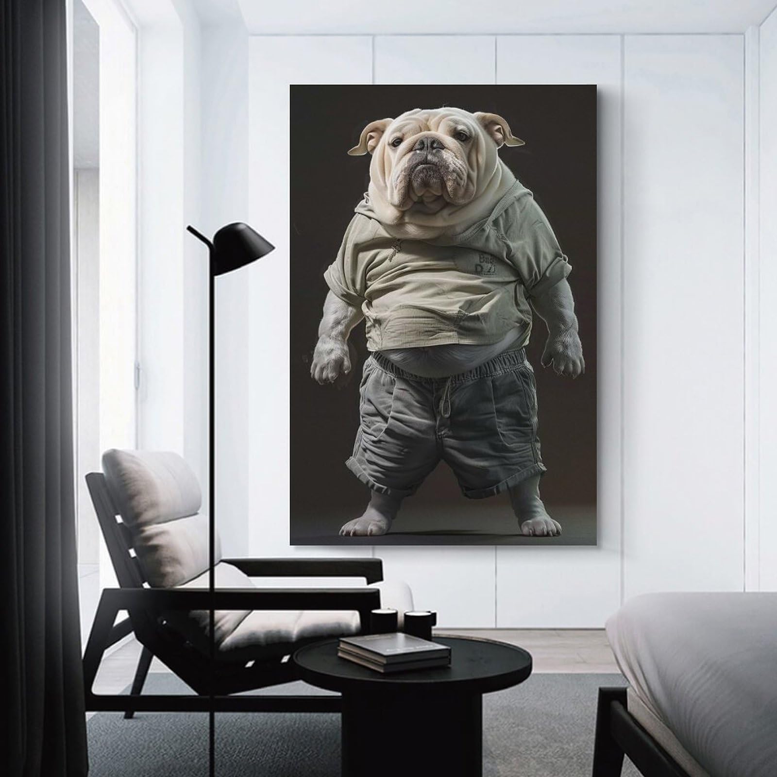 Junmoney Dog Fat Hanging Wall Art 24x36inch(60x90cm), for Small Homes, Bedrooms Or Open Spaces, Decorative Canvas Decor for Home Updates