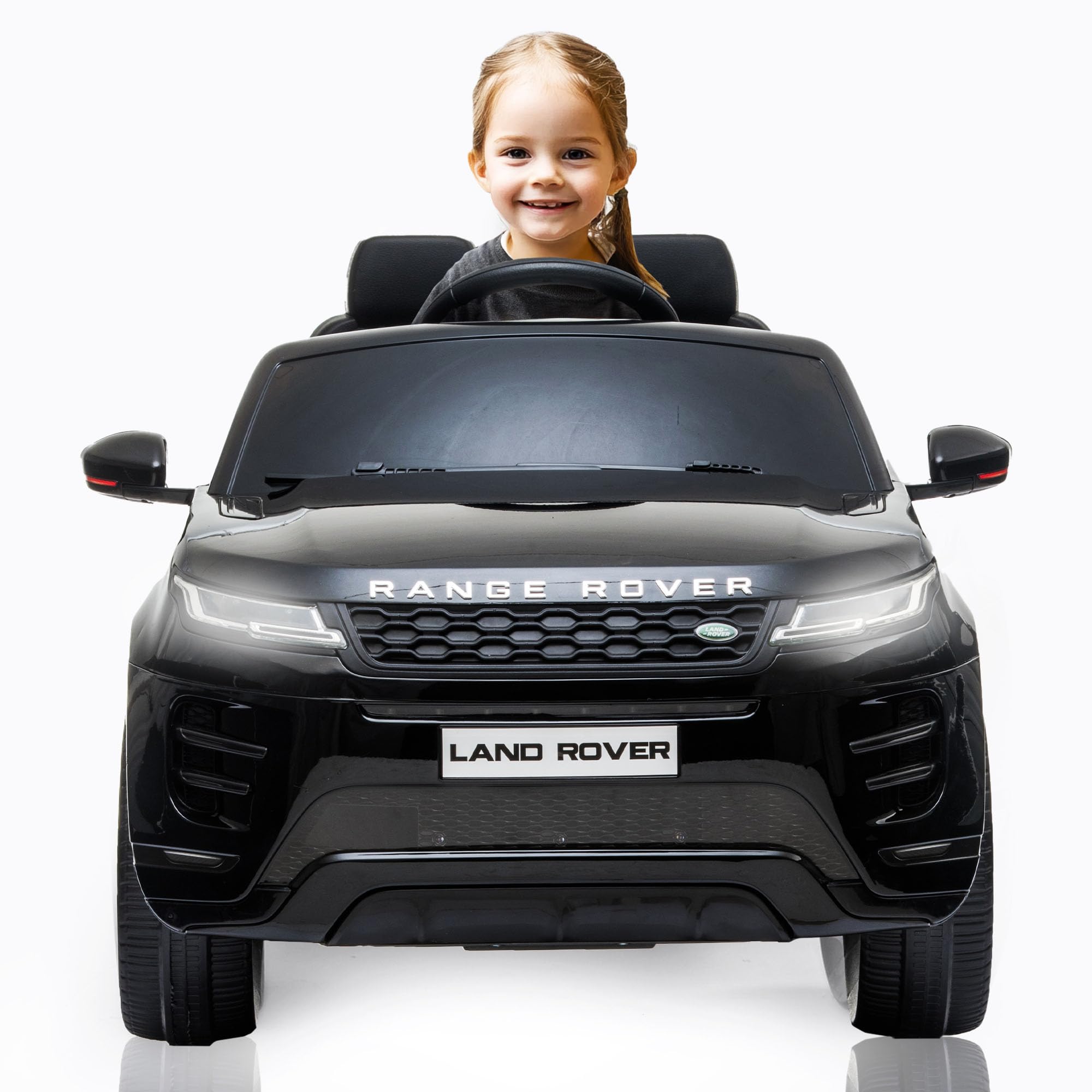 BabyCar Range Rover Evoque | Macchina per Bambini Elettrica Telecomandata 12V 2 Motori 35W | Auto Elettrica per Bambini 2 Posti | Sedile Pelle, Porte Apribili, USB | Licenza Ufficiale | Nero, MP3