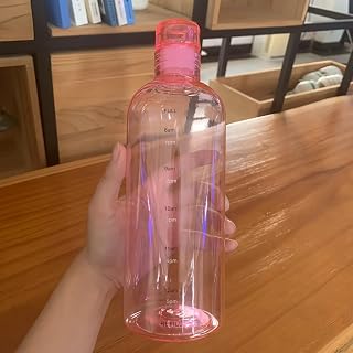 Water Bottle 500ml Motivational Sports Water Bottle with Time Marker - Times to Drink - Tritan, BPA Free, Wide Mouth Leakproof-Pink