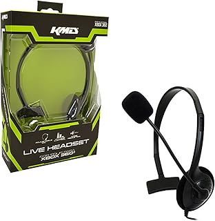 KMD Live Chat Headset with Mic Headset Compatible with Microsoft Xbox 360, Black Small