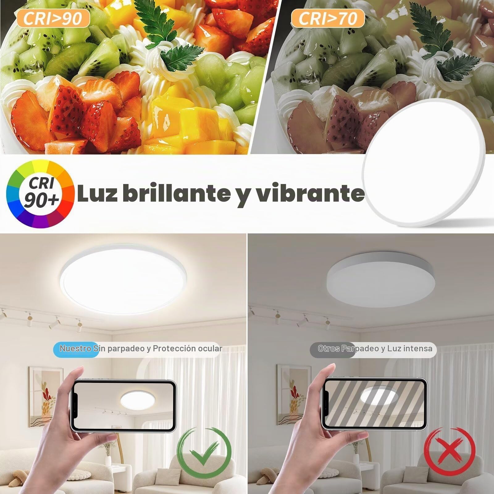 Yexati 4PCS Plafon LED Techo Regulable 24W 3200LM Delgada Lampara Techo con Mando a Distancia 3000K-6500K, IP54 Ø29.5cm Plafones Redondo Lámpara Panel para Dormitorio Cocina Salon Baño Comedor Pasillo