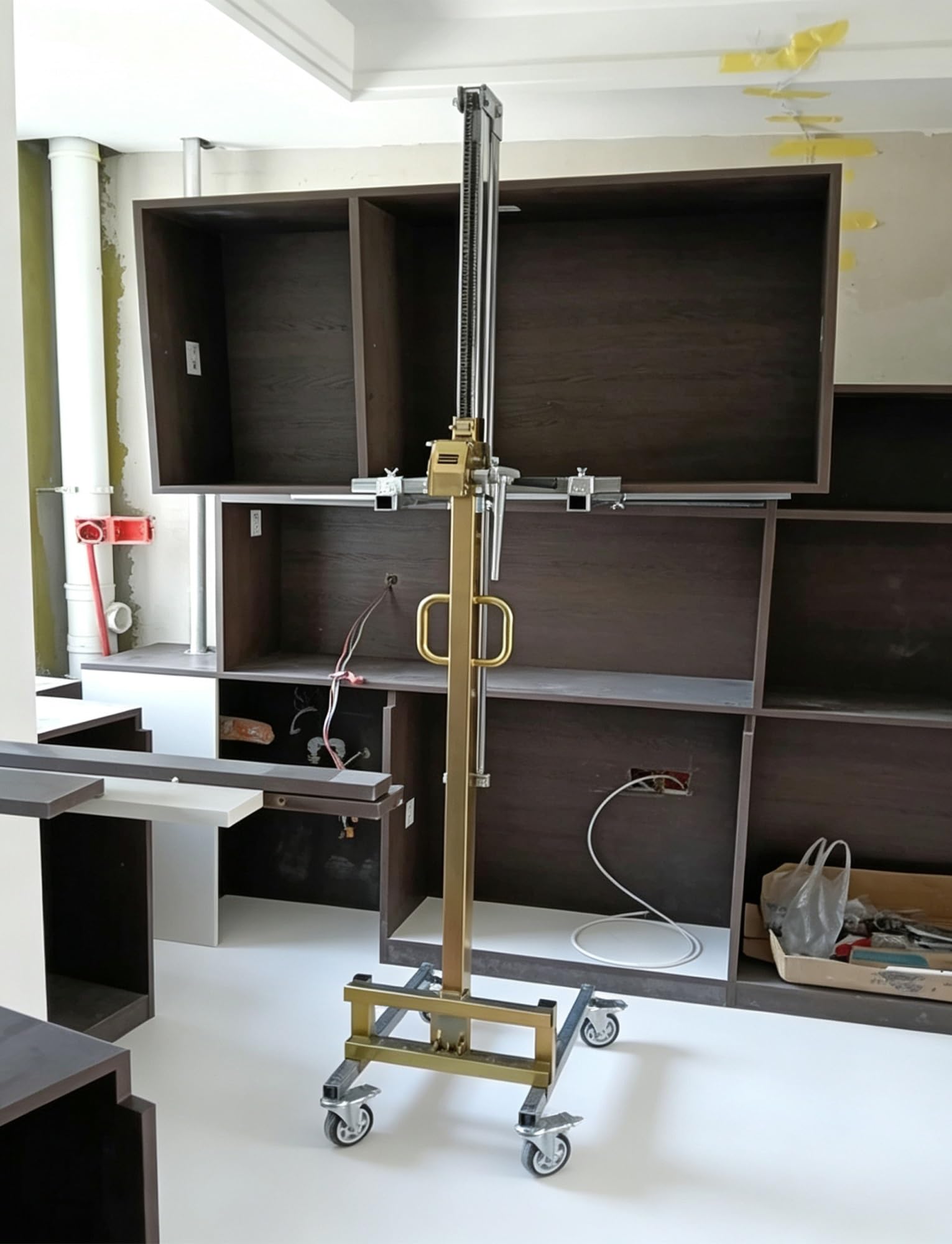 Sollevamento materiale manuale,impilatore portatile con verricello e forche | Sollevatore mobili e armadi, carrello sollevatore manuale da 80 kg per attrezzature(H 70.87 in/180 cm-A Four wheels)