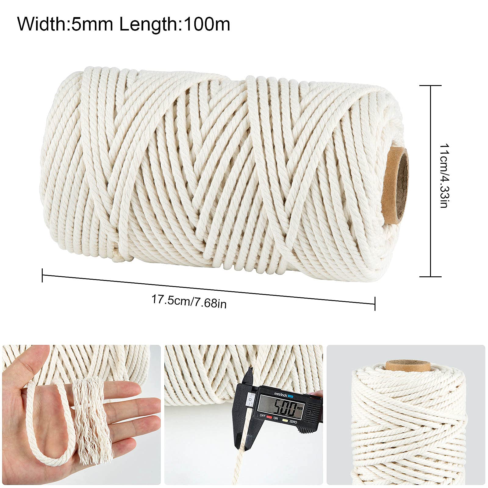 Corda Macramè 5mm - 100m Cotone Naturale Per Fai Da Te, Acchiappasogni E Decorazioni - Foto 9