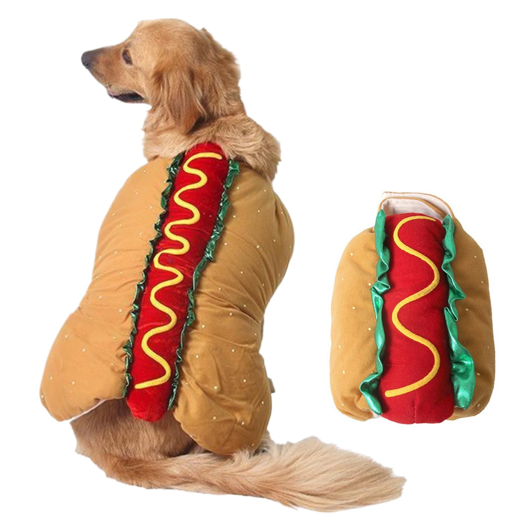 Hotdog-Hundekostüm, Hotdog-Hamburger, lustiges Hundekostüm, warme, weiche Hundebekleidung für Hunde und Katzen, Hundekleidung für Weihnachten, Halloween, Karneval, Kostümparty, XL-Hunde-Ko