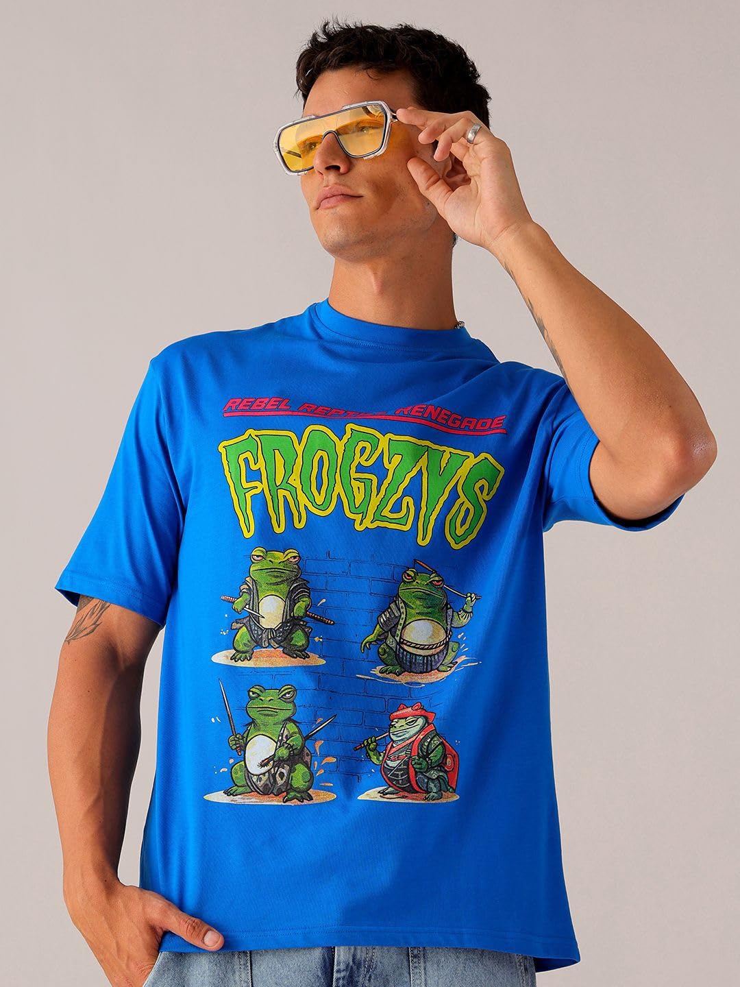 The Indian Garage Co Męski T-shirt z okrągłym dekoltem, bardzo duży nadruk graficzny