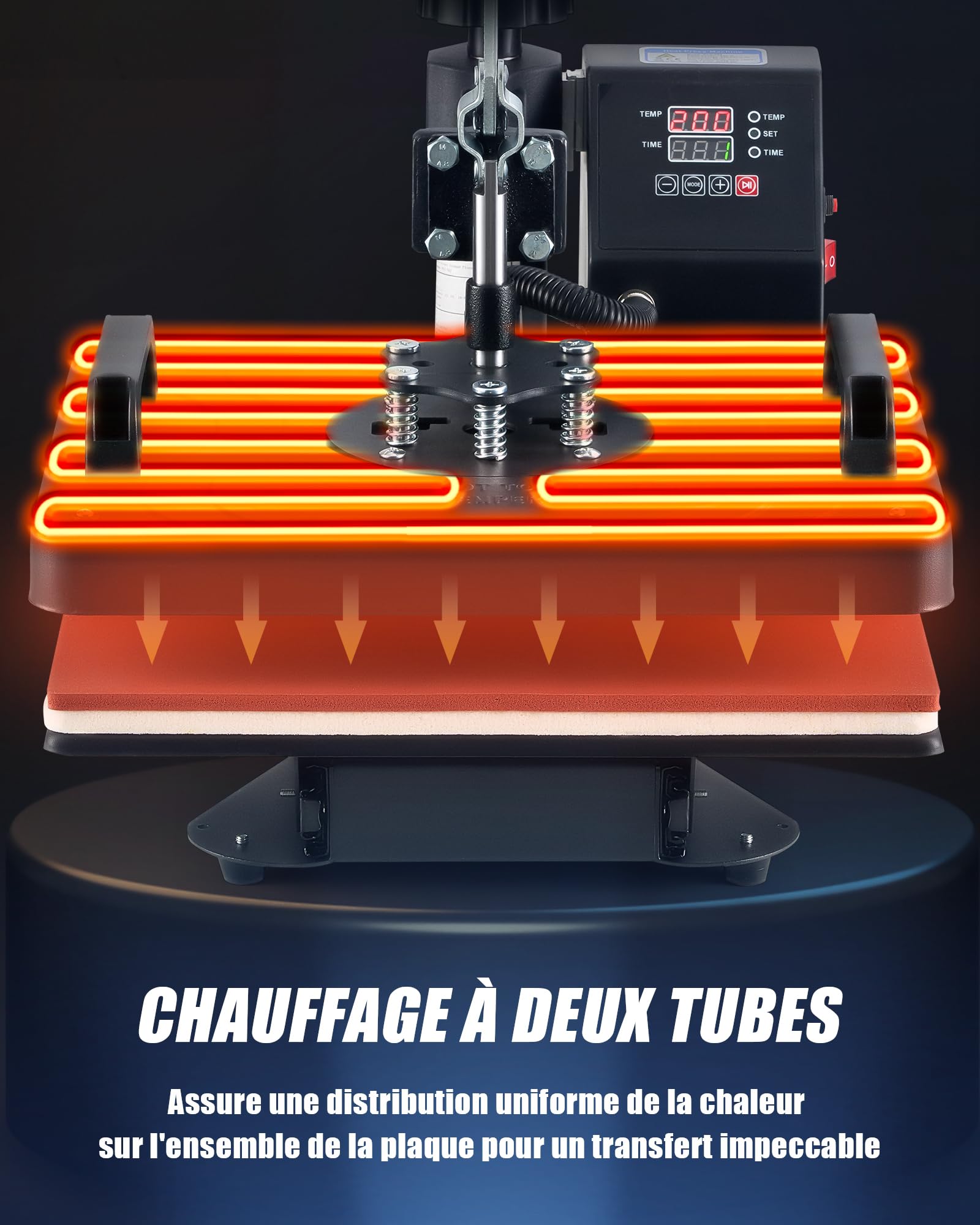 CREWORKS Presse à Chaud 30x38 cm 5 en 1 Machine de Transfert de Chaleur avec Accessoires de Presse à Plaque Mug Casquette Chapeau T-Shirt pour la Maison (5 en 1)