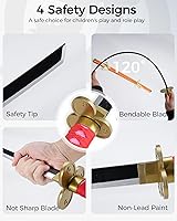 Vista 51 de Cold Blade Toy Sword - 41 inches Toy Katana Replica with Holster Belt and Display Stand - Sword with Authentic Design Shusui