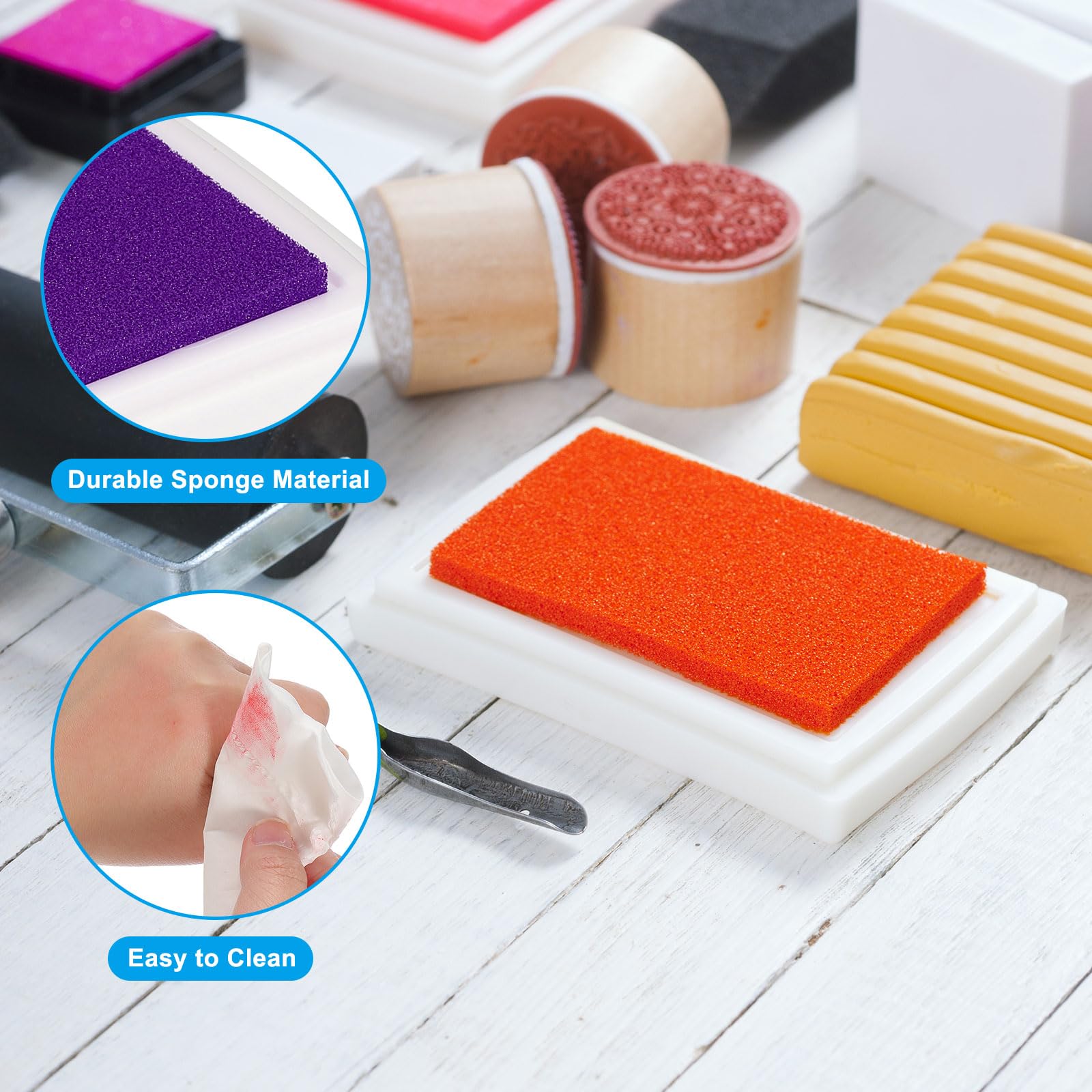 PATIKIL Craft Ink Pads for Stamps 2 Pcs Washable Finger Print Ink Stamp Pad Color DIY Square for Rubber Stamps Paper Scrapbooking Fabric Wood - Image 3