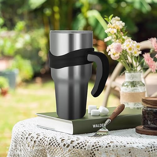 Miniatura 7 de Mango de vaso de 30 onzas, antideslizante para vasos de acero inoxidable, adecuado para trail, Sic, Yeti, Ozark y más tazas de 30 onzas (negro)