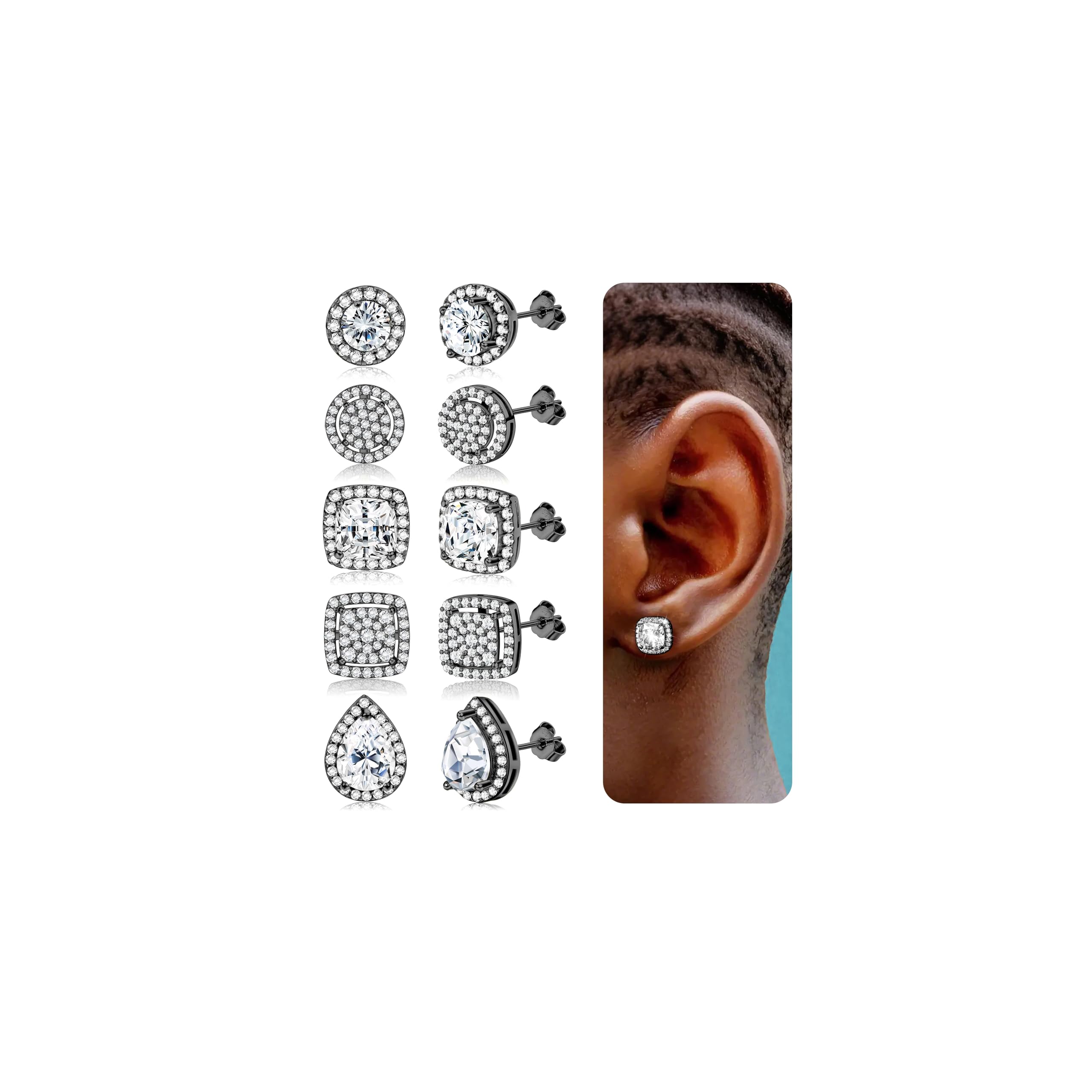 Roheafer Ohrringe Set - 3-4 Paare 925 Sterling Silber Ohrrin