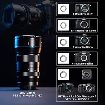 SIRUI 24mm F2.8 アナモルフィック　マイクロフォーサーズ　GH5 Amazon.com : SIRUI 24mm Anamorphic Lens F2.8 1.33X APS-C