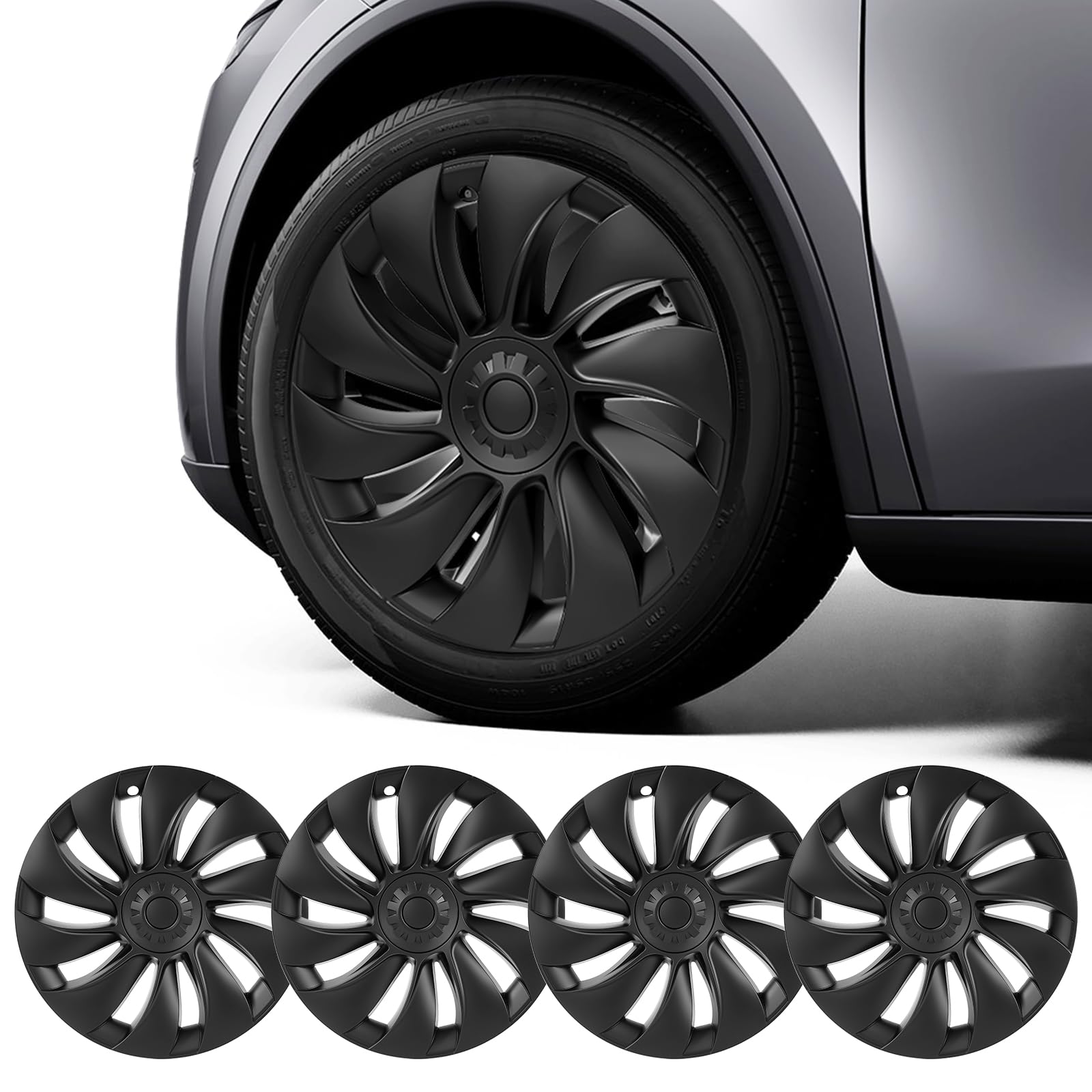 Photo 1 of Sweetglow Tesla Model Y Juniper 19" Wheel Covers - Matte Black