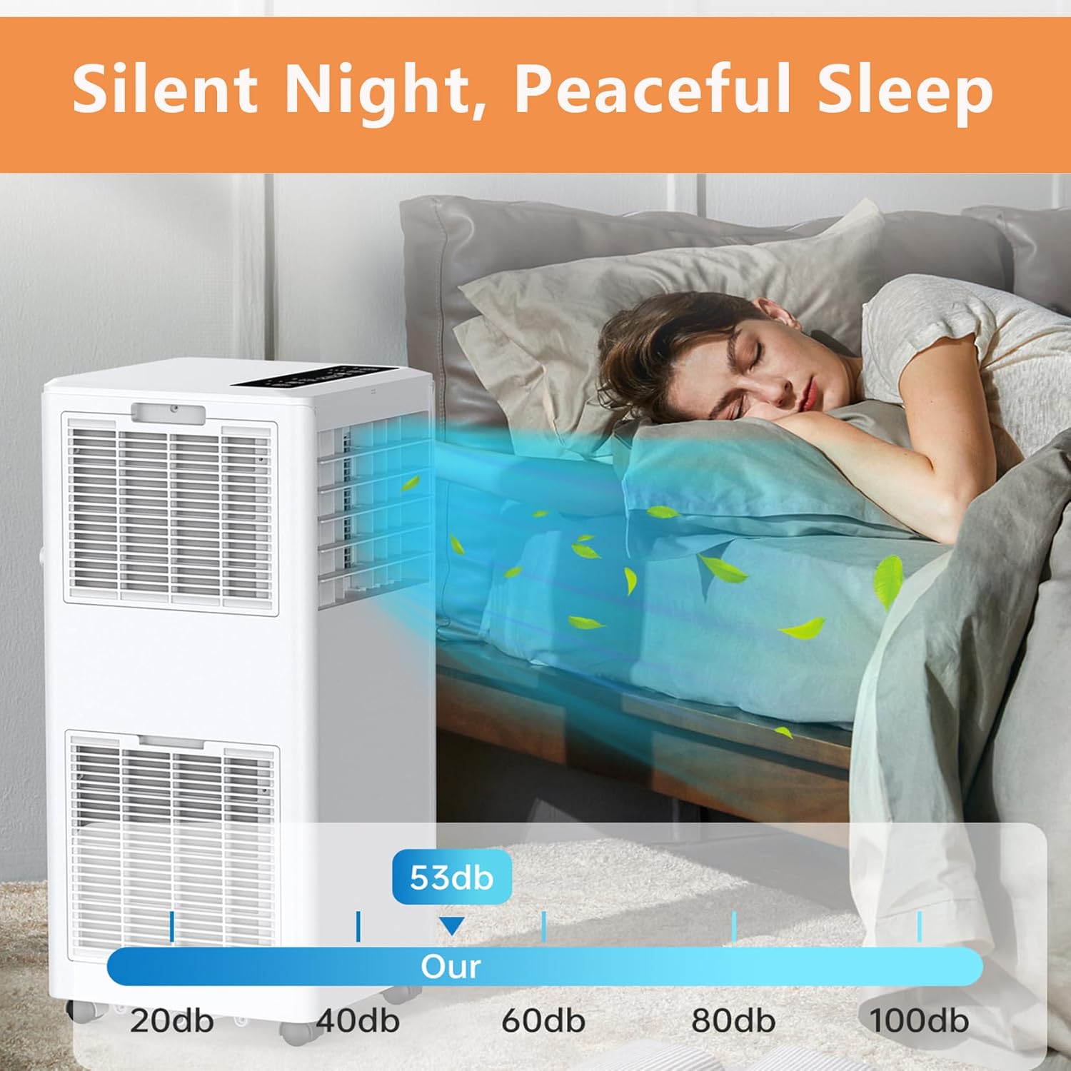 Person using the remote control for the portable air conditioner in a living room setting