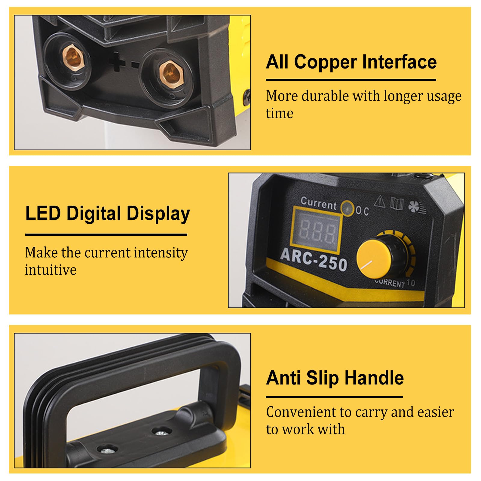 Mini saldatrice a bastone 3 in 1, 250 A, kit saldatrice ad arco MMA da 220 V, saldatrice inverter IGBT con display digitale a LED ad arco Forza ad arco anti-stick, saldatore MMA portatile per