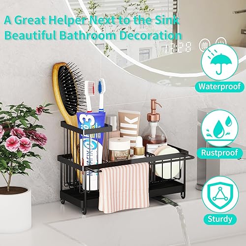 Miniatura 5 de Godboat Organizadores y almacenamiento de baño, estantes de pared de 3 niveles, estante sobre inodoro con soporte de papel y 2 ganchos, estante