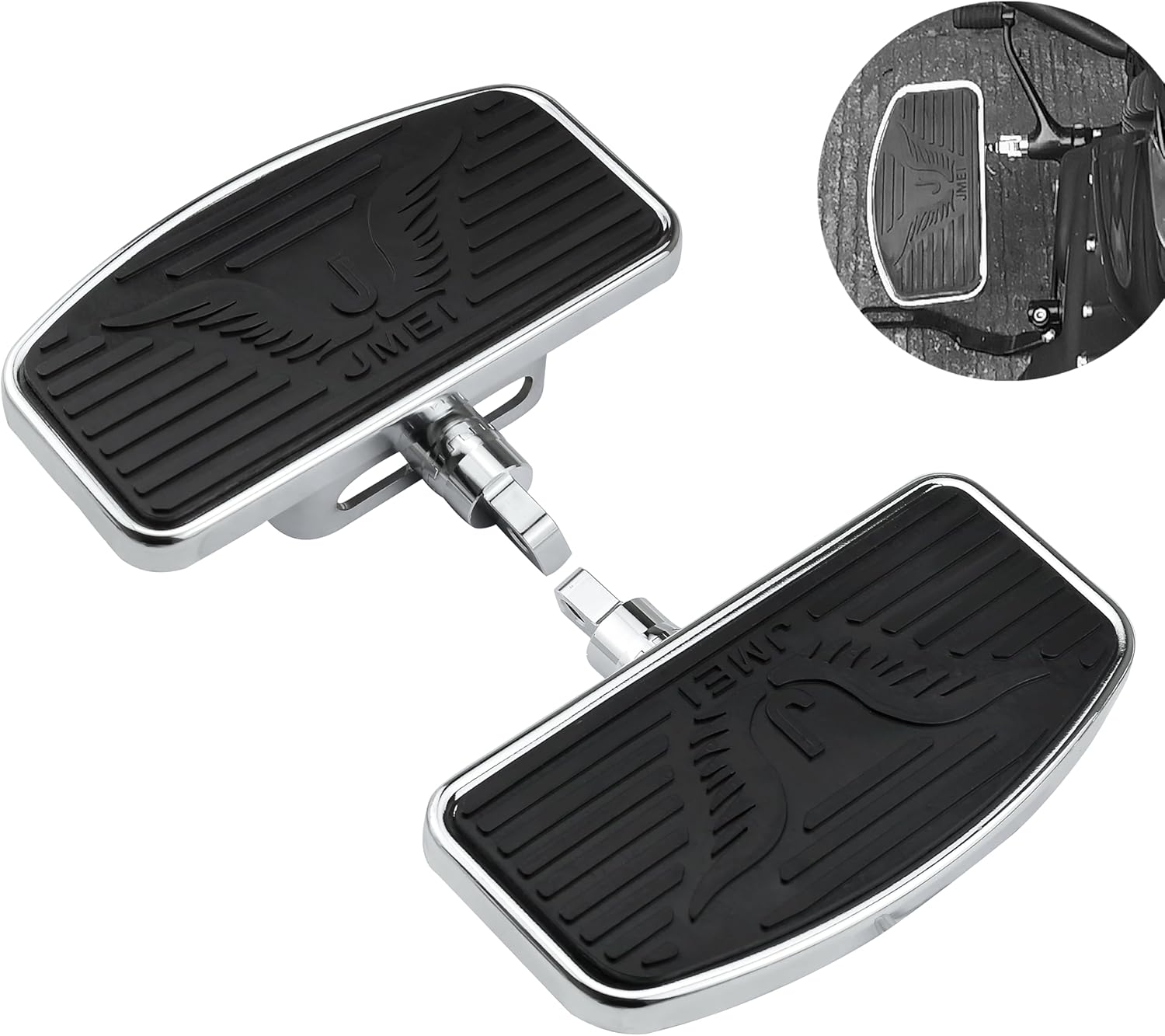 Adjustable Motorcycle Floorboards Foot Peg for Rider & Passenger - Compatible or Harley Davidson Touring, Road Glide, Road King, Street, Sportster 883/1200, Dyna, Softail (Chrome)