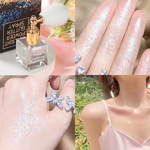 Miniatura 4 de Etercycle Spray de purpurina corporal dorada, polvo brillante en polvo, brillo cosmético para maquillaje para cabello y cuerpo, ropa, arte de uñas,