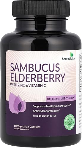 Futurebiotics Sambucus Saúco con Zinc y Vitamina C, 60 Cápsulas Vegetarianas