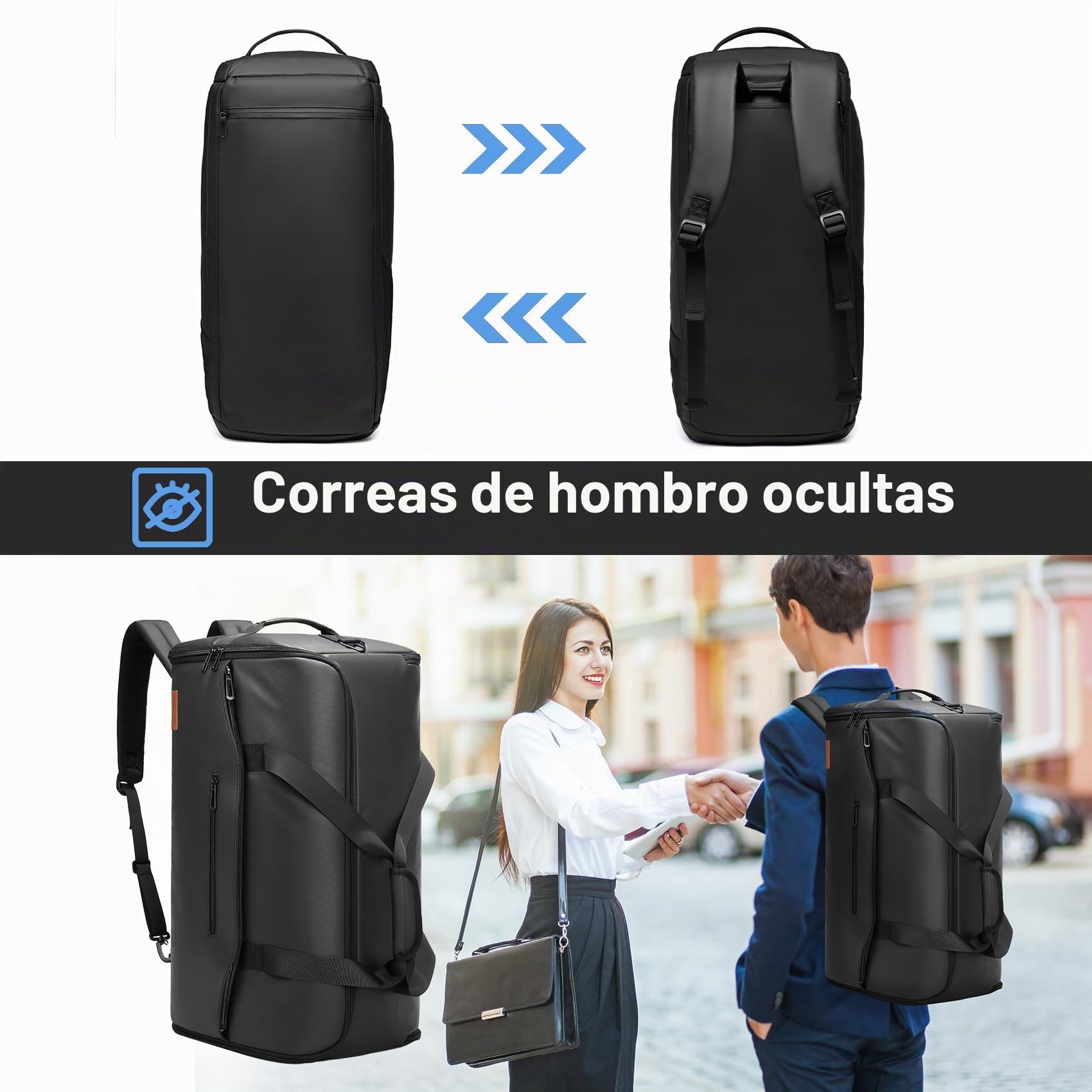 Moulyan - Bolsas de Lona para Ropa de Viaje, Bolsa de Transporte Convertible con Compartimento para Zapatos, Bolsa de Viaje Impermeable 3 en 1 con Correa para el Hombro para Hombres y Mujeres