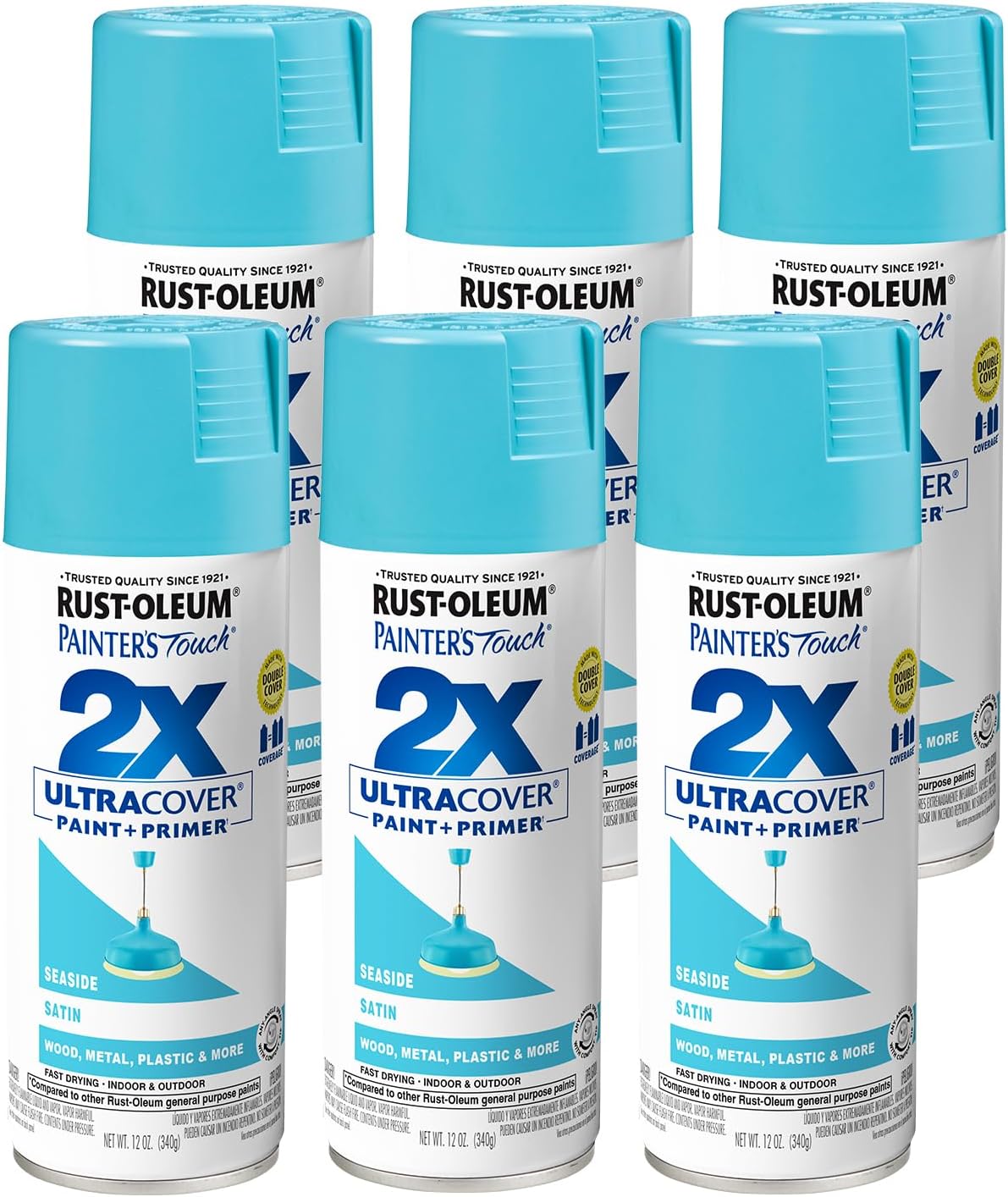 Painter's Touch 2X Ultra Cover Spray Paint 12 oz Seaside (6 pack)