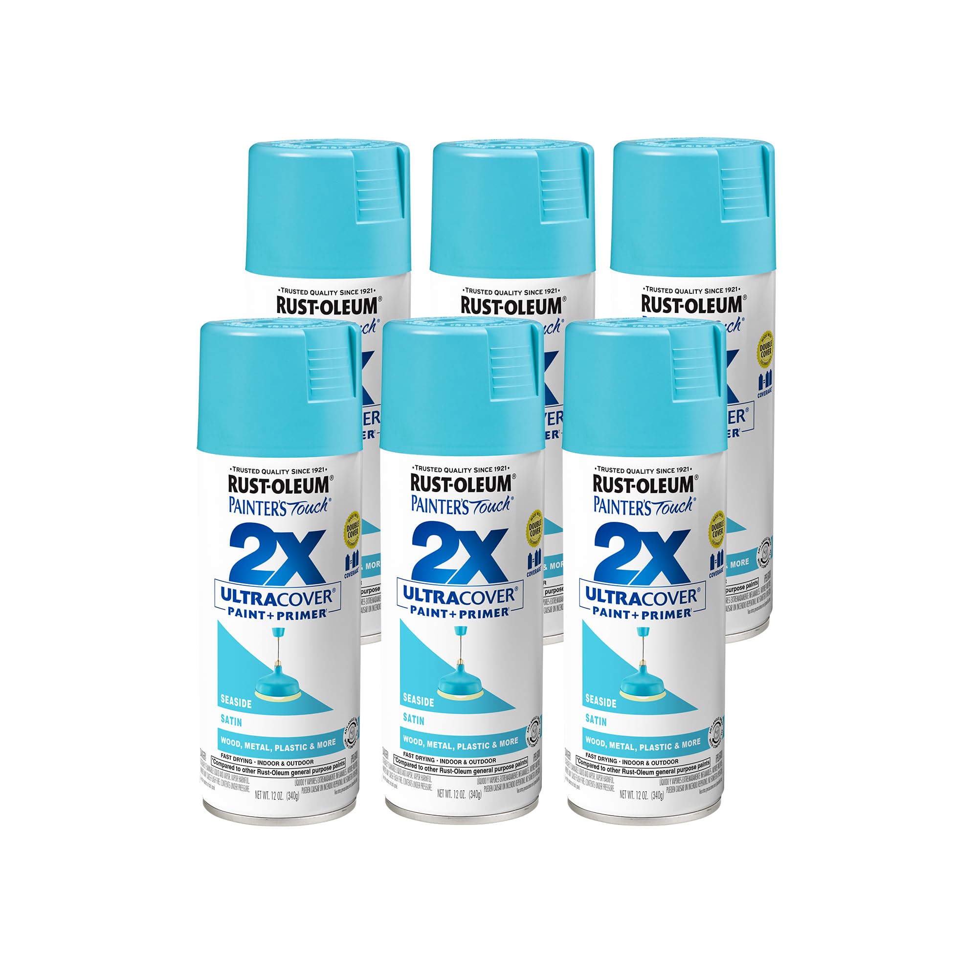 Rust-Oleum 267116 Gloss Seaside Painters Touch 2X Spray Paint, 12 oz., Aerosol Can (Pack of 6)