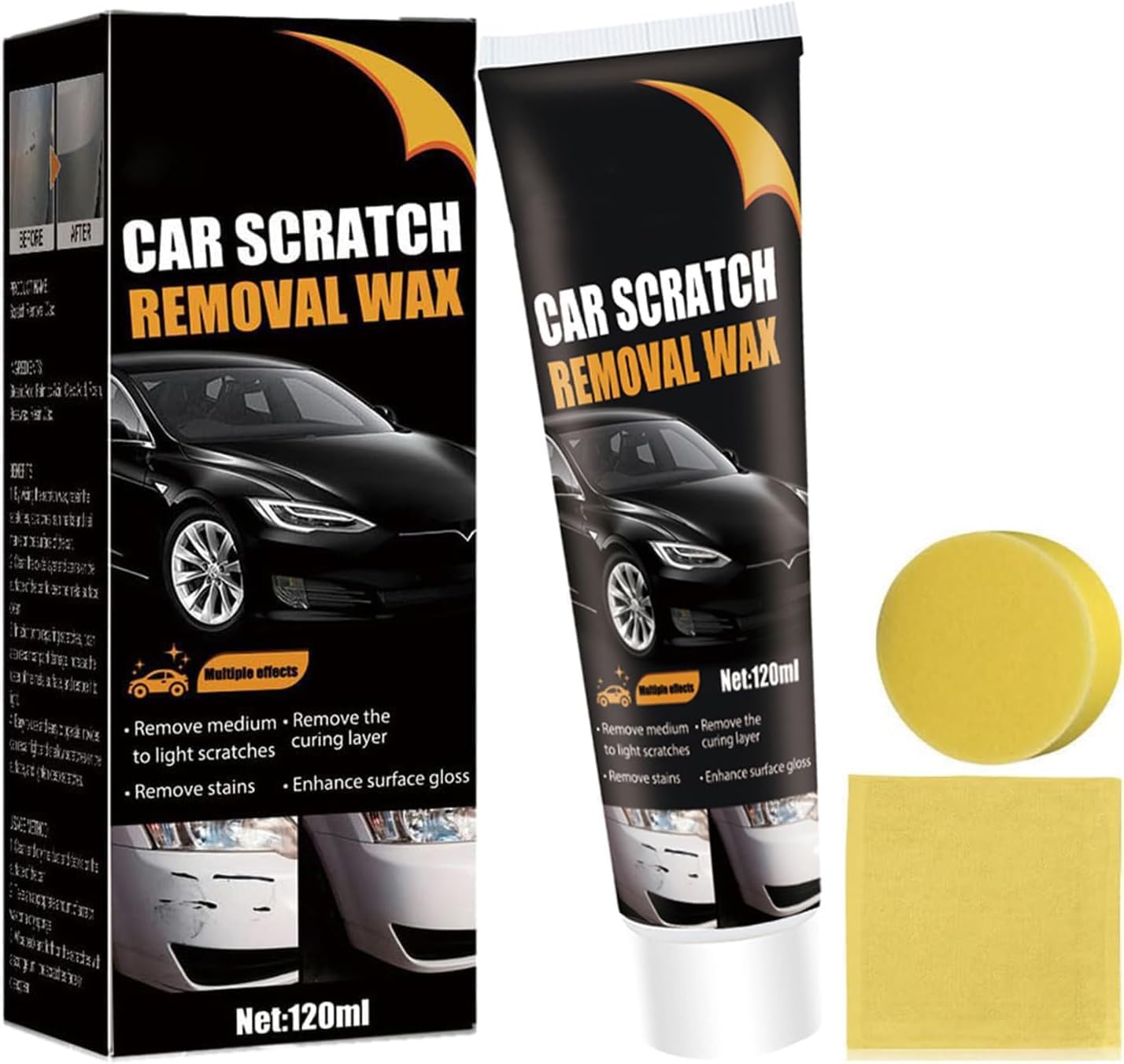 Car Scratch Remover Wax, 2026 Car Scratch Repair Paste for Deep Scratches, Scratch Remover for Vehicles, Universal Car Scratch Removal Wax with Wipe and Sponge (1PCS)