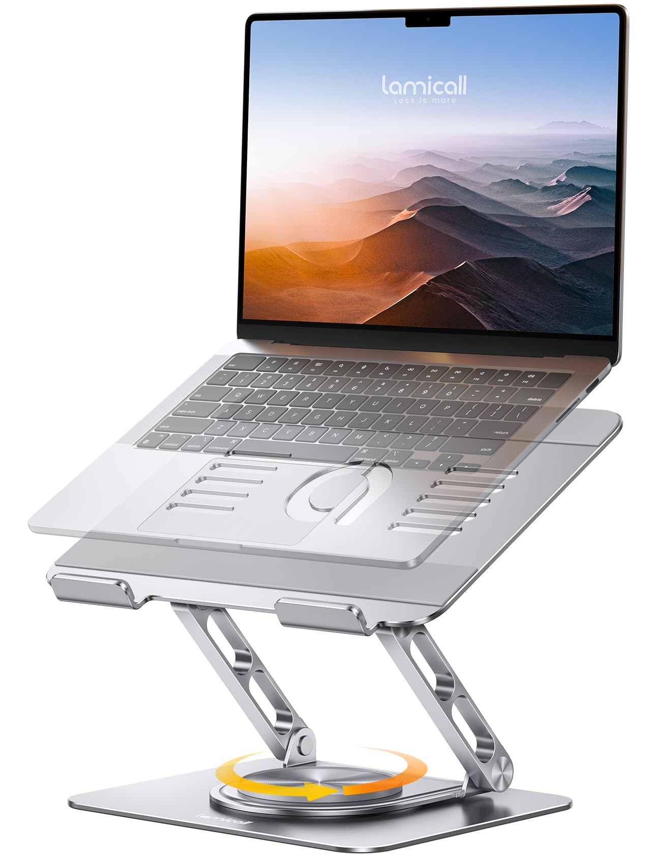 Lamicall Laptop Ständer, Verstellbarer Laptopständer - [360° Drehbar] Faltbarer Alu Notebook Ständer für Schreibtisch, Universale Ergonomische Laptop Stand Halterung für MacBook Pro Air Neo, 10-17,3"