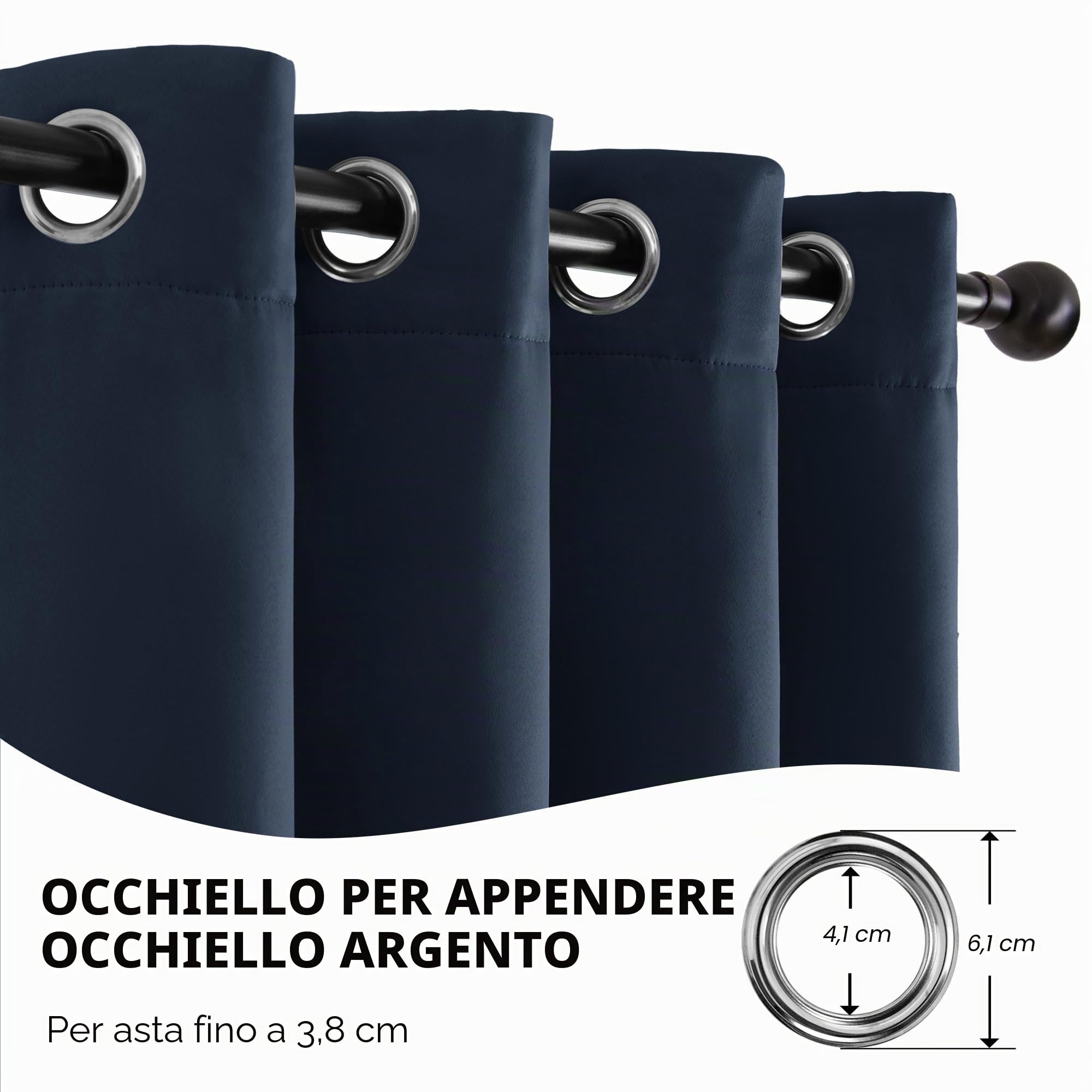 Deconovo Tenda Oscurante Termica con Occhielli – Pesante, Doppio Strato Isolante per Freddo e Caldo, Antivento, per Finestre e Porte, 300x260 cm, Blu Navy Retro Bianco, 1 Pannello