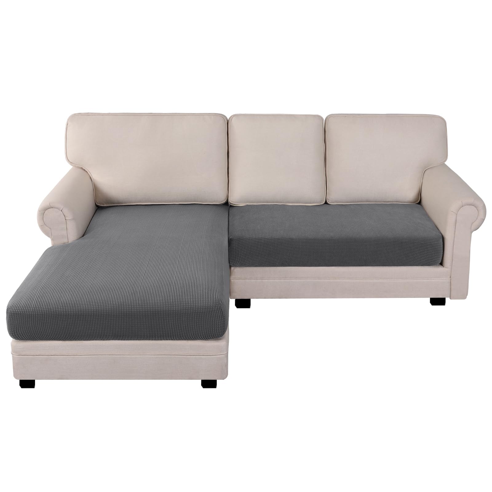 BellaHills Copridivano 2 Posti con Penisola, Copridivano Penisola Destra/Sinistra Universale Copri Divano, Copridivano Impermeabile Antigraffio (2 Posto + Chaiselongue, Grigio)
