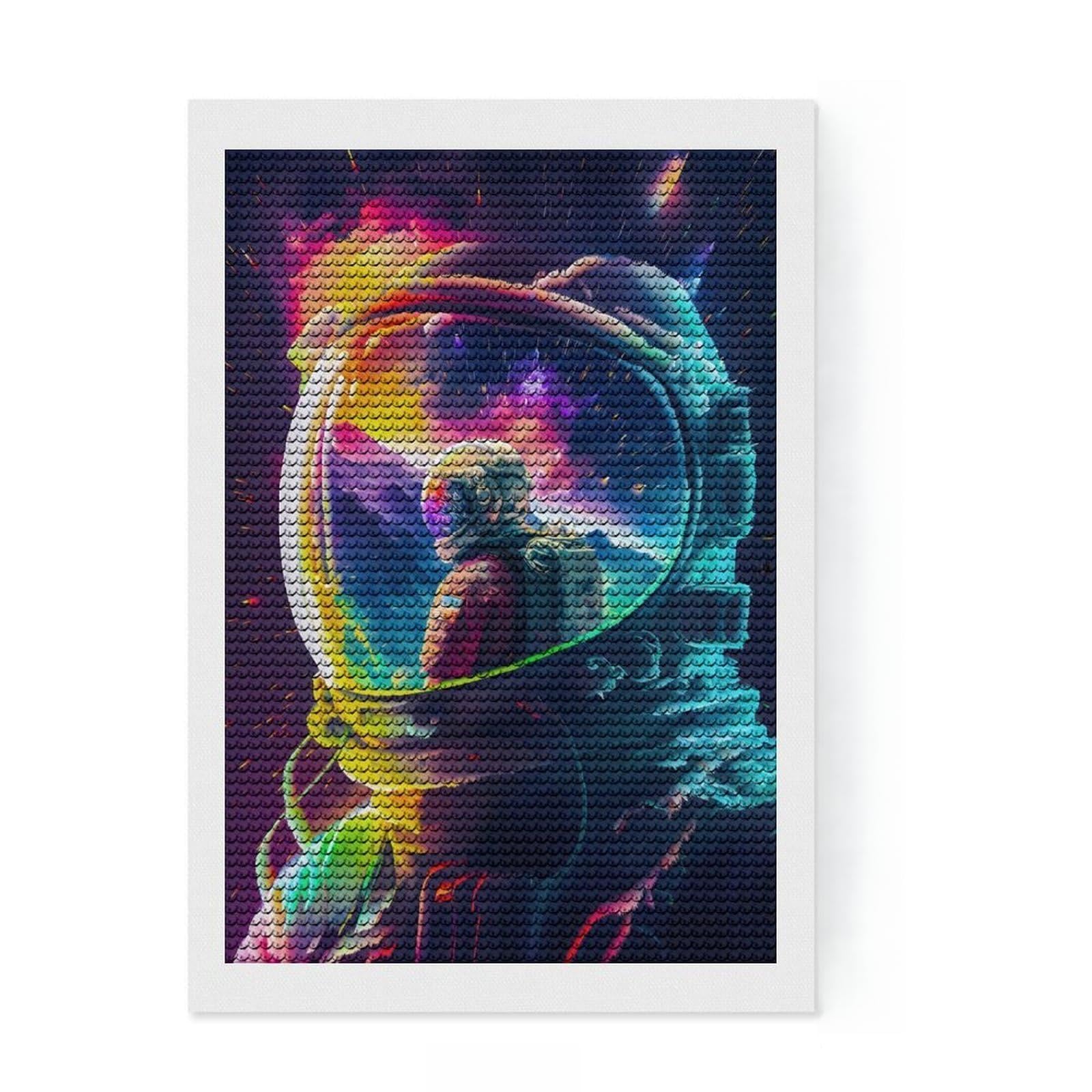 Junmoney Astronaut in Mountains 2 DIY Diamond Art Canvas Kit 8"x12", Calming Craft to Unwind, Adhesive Canvas, Aesthetic Room Decor, Christmas Gift