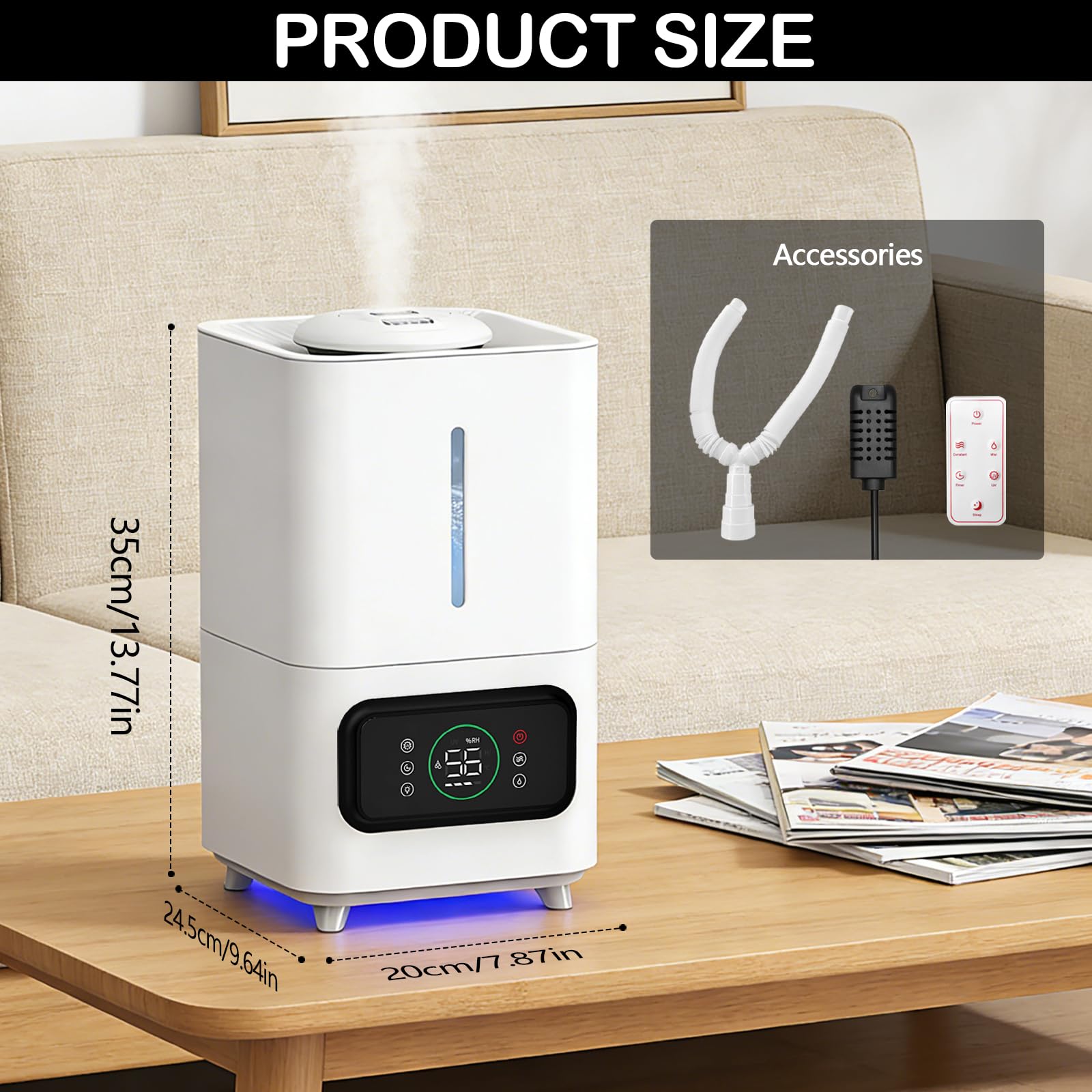 Humidificador de Aire para Plantas, Humidificador Ultrasónico Inteligente de llenado Superior con Humedad Ajustable y Temporizador