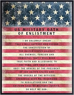 Patriotic American Flag Art 11x14 - Military Oath of Enlistment - Gift for Soldiers, Veteran, Armed forces, Marines, Navy, Coast Guard - Patriotic Wall Decor - United States Flag, Motivational Quotes