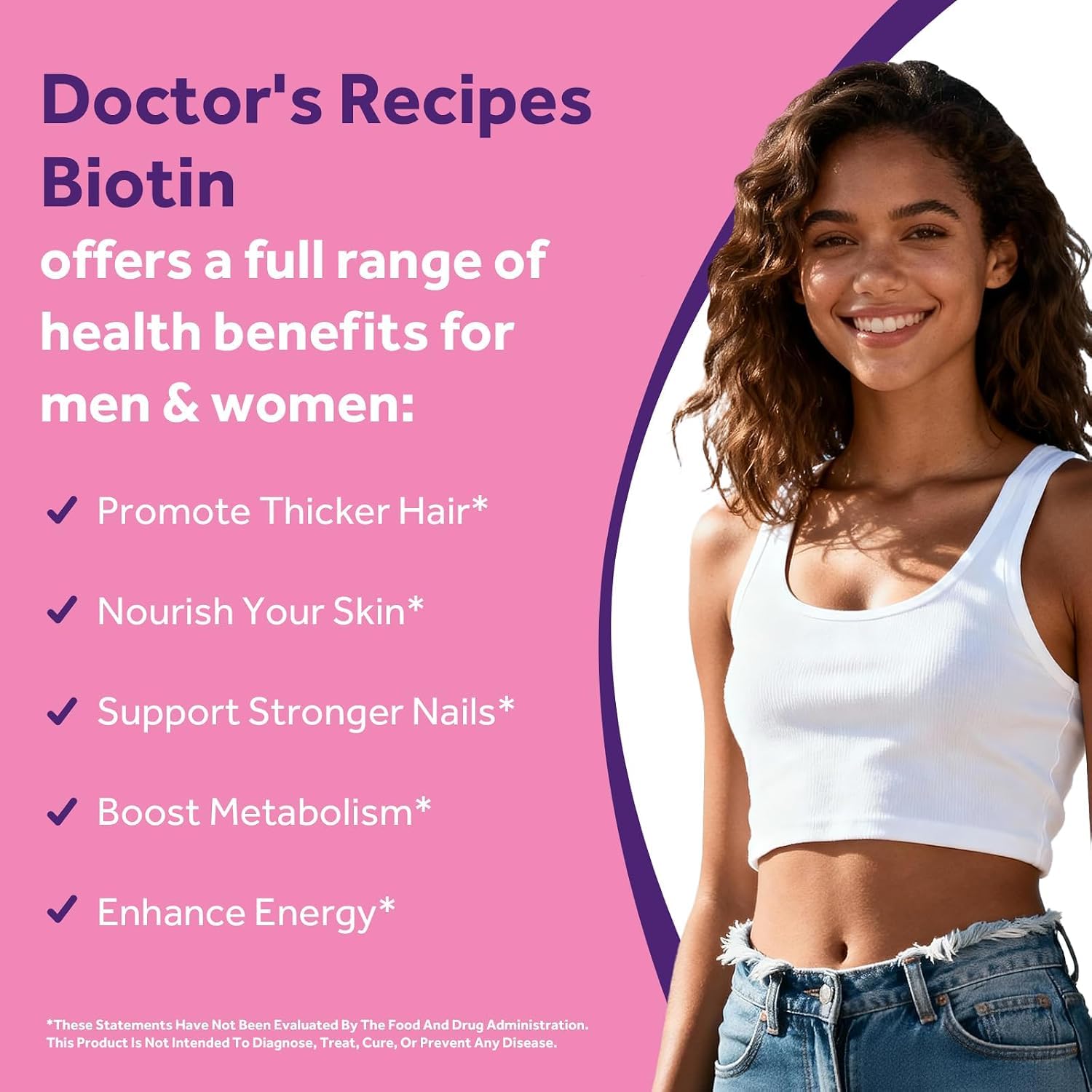 Doctor's Recipes Biotin 10,000mcg, High Potency Vitamin B7 for Hair, Skin & Nail Support, Non-GMO, Optimal Solutions Hair Vitamin with Biotin, for Women and Men, 120 Softgels — Amazon image 3