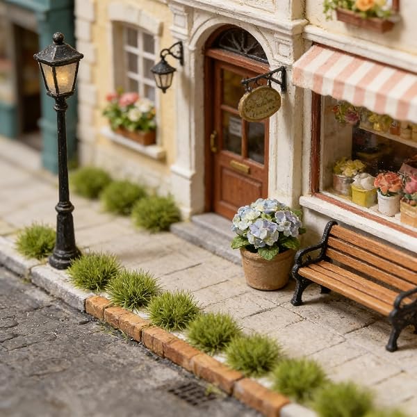 32 Stück Pflanzen Modellbau Gras, Static Grass Tufts, Statische Grasbüschel, Grasbüschel Pflanzen Modell, für DIY, Eisenbahnmodellbau, Miniatur Spielszenen und Zuglandschaften (Frühlingsgras) - 4