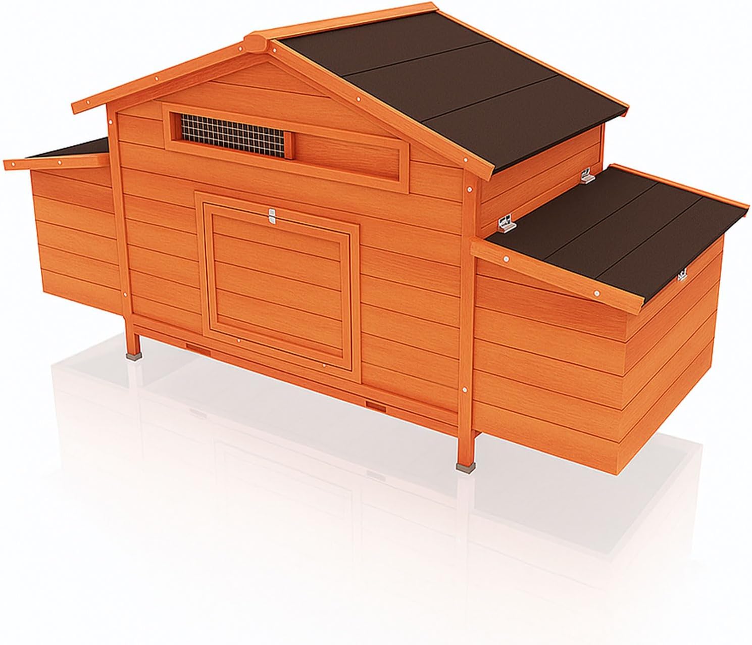 68" Large Wooden Chicken Coop for 4-6 Chickens, Outdoor Hen House with 4 Nesting Boxes, Leakproof Tray and Ventilation, Insulated Weatherproof Chicken Cage for Farm, Backyard