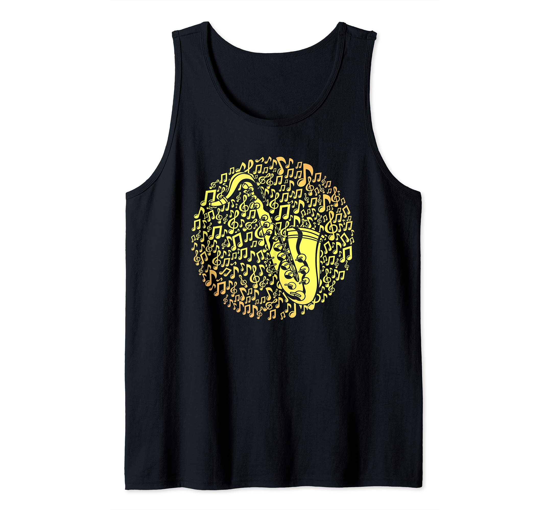 Sax Player Saxophonist Jazz Musician Music Notes Saxophone Tank Top, Black