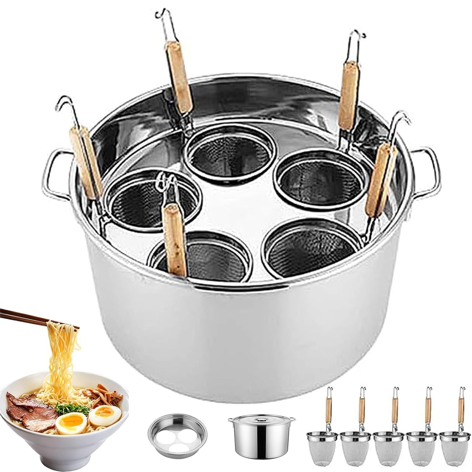Cubo de acero inoxidable para caldera de fideos con divisor y colador, juego de inserto de cocina de pasta para el hogar, cocina, restaurante, puestos de aperitivos