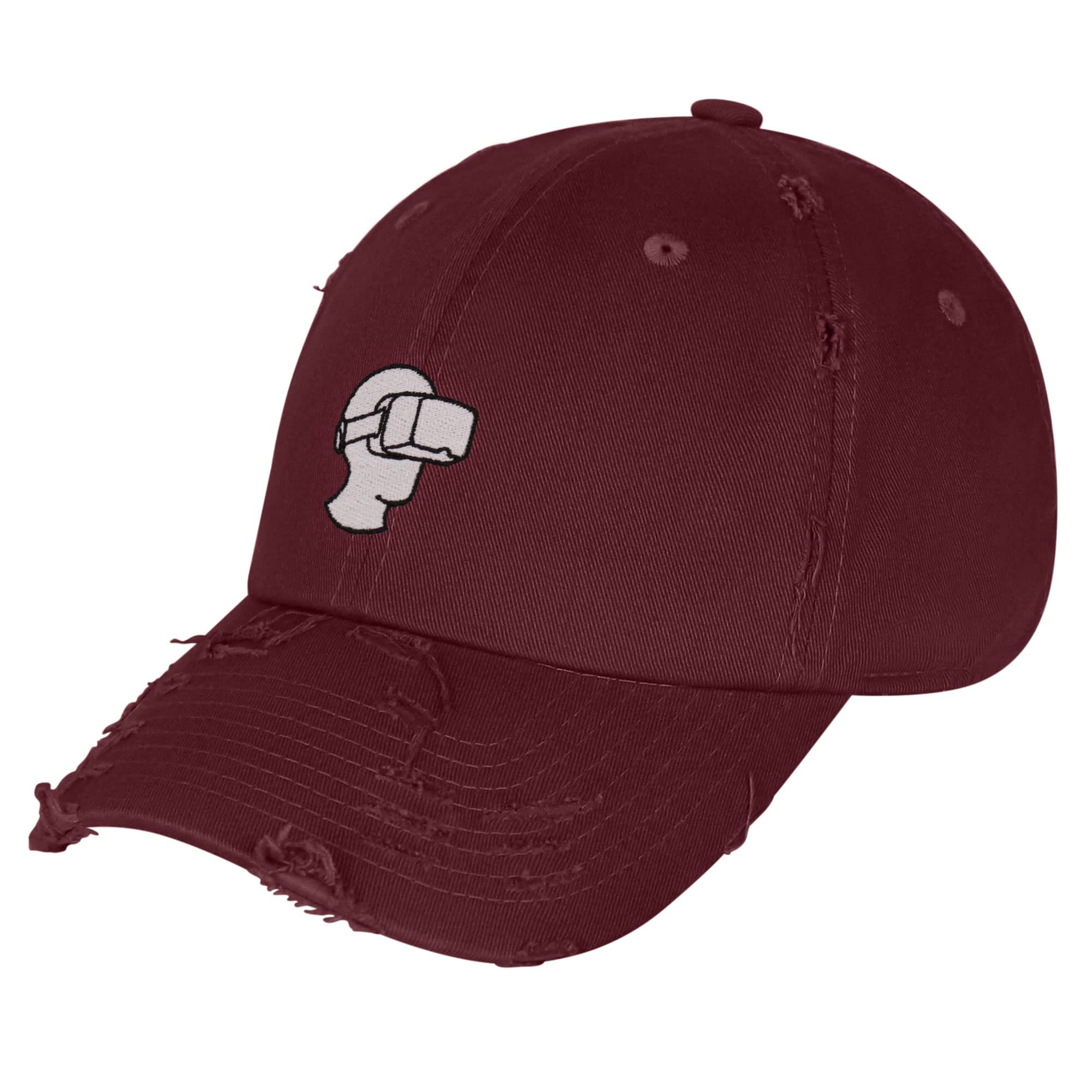 JPAK Virtual Reality Vintage Dad Hat Frayed Embroidered Cap VR Maroon