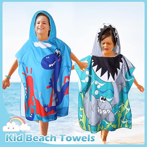 Miniatura 6 de Oudain 6 toallas con capucha para niños, toallas de baño con capucha de microfibra para niños y niñas pequeños (47 x 24 pulgadas, estilo encantador)