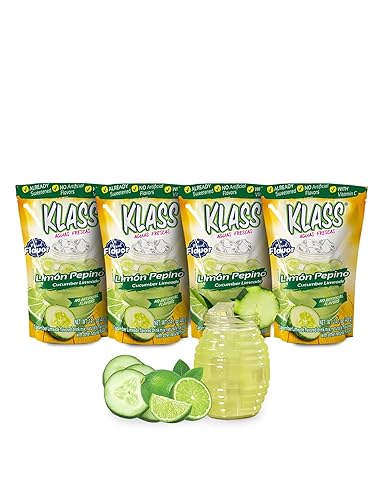 Drink Mix Pepino Limeade Klass Aguas Frescas Sabores de fuentes naturales, sin sabores artificiales, con vitamina C (hace de 7 a 9 cuartos de