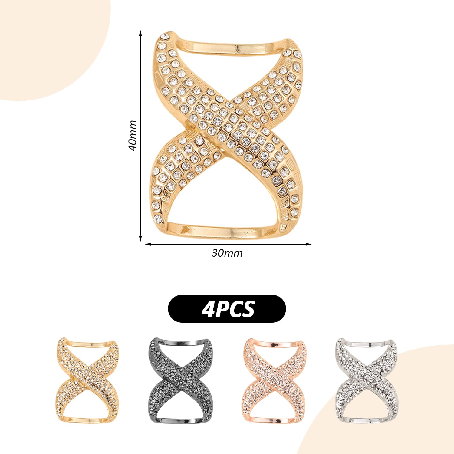 4 Pezzi di Fibbia per Sciarpa, Fibbia Decorativa in Metallo Silver, Accessori per Abbigliamento Unisex