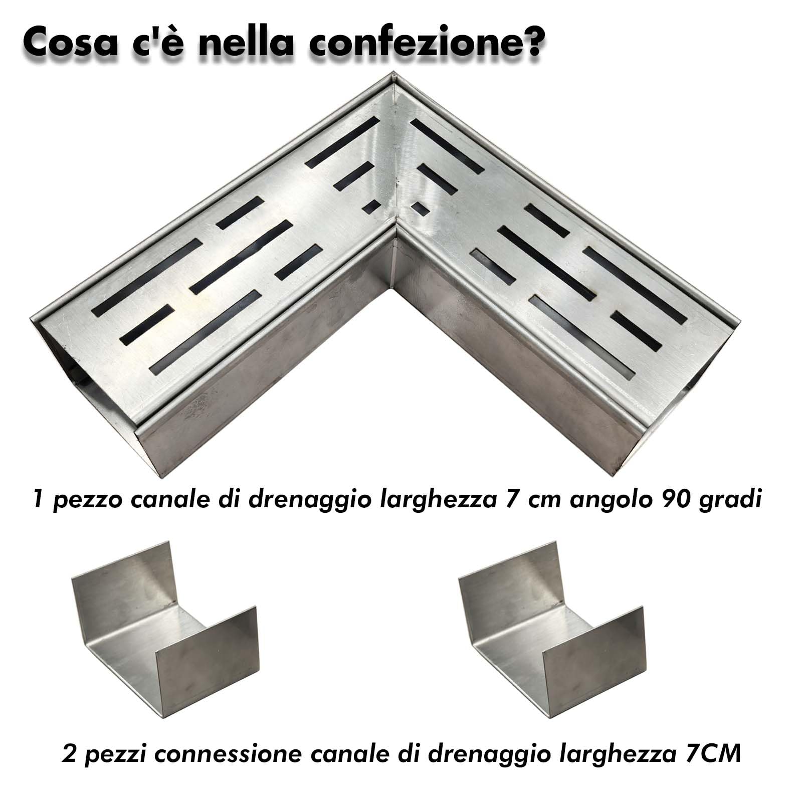 Raccordo Angolare Retto 90° per Grondaia 7 cm con 2 Connettori Inclusi