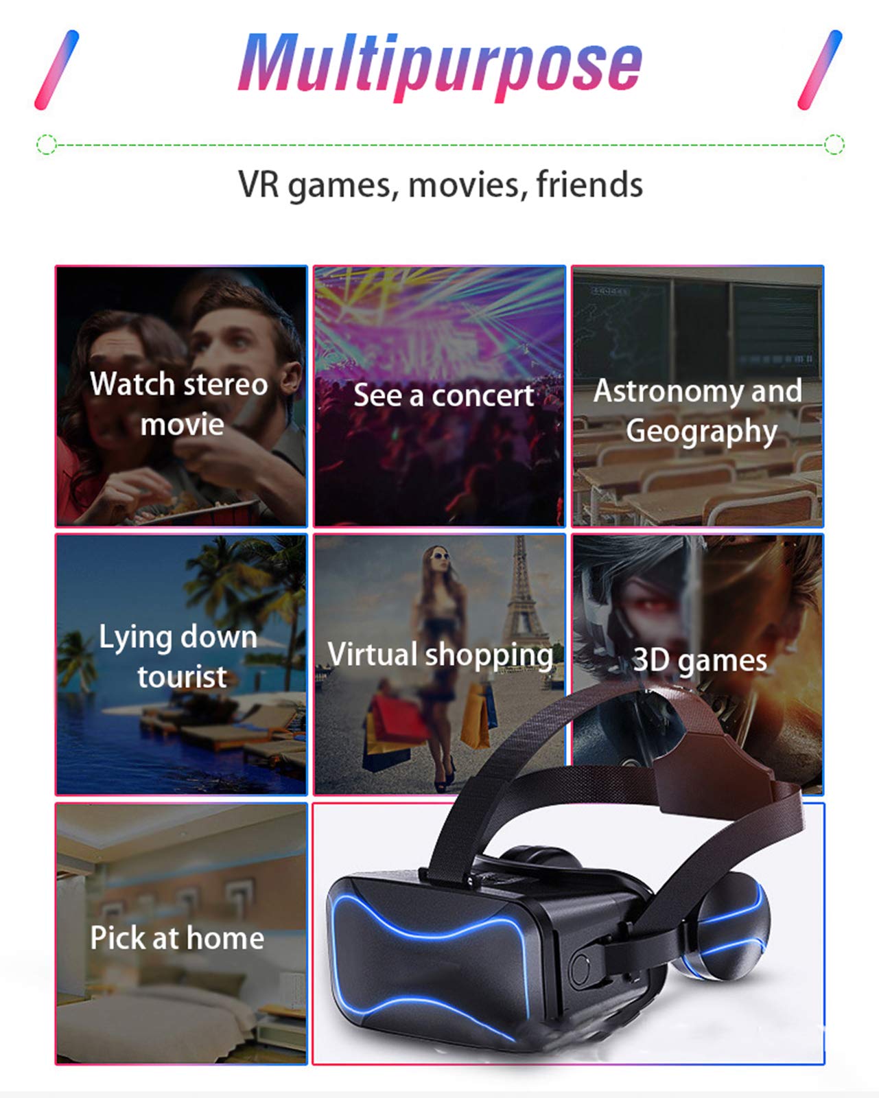 3D VR Gafas de Realidad Virtual, Casco VR de Realidad Virtual para Videojuegos de Películas 3D VR, para teléfonos móviles de 4.5 a 6.0 Pulgadas