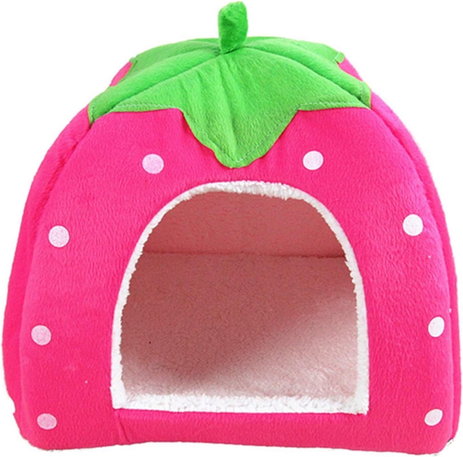 ペットネスト ペットハウス ピンク マット L 猫の家 犬 猫 ウサギの巣 イチゴ柄 ネスト イチゴの模様 可愛いネスト 折りたたみ式 犬小屋 ネスト 小動物 兼用 ベッド ソファ イチゴ柄 2way ペットソファ ソファー テント Faz Co Zm