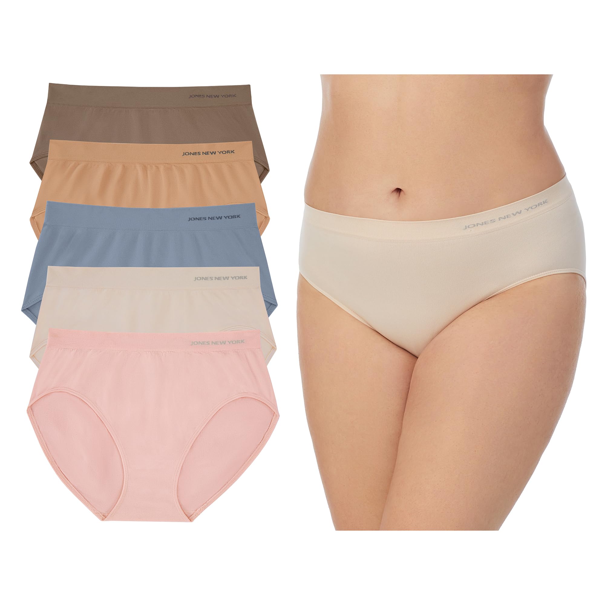 Underwear for Women High Cut Brief Full Coverage Seamless Stretch Comfort Panties - 5 Pack Multipack