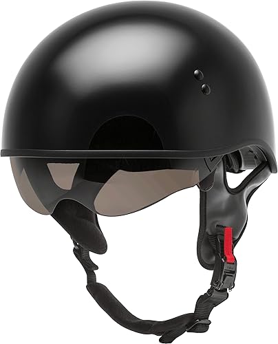 Miniatura 5 de GMAX HH-65 Naked Half Helmet (negro, grande) - Aprobado por FMVSS 218